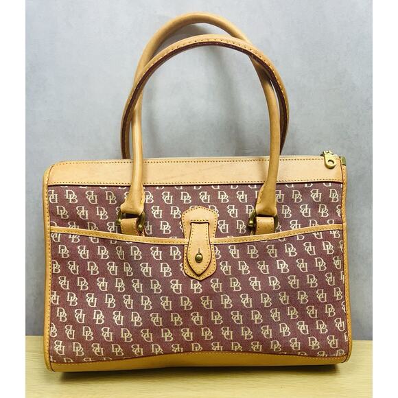 Dooney & Bourke Wayfarer Pink Tan Canvas Monogram Crossbody Bag Satchel - Picture 2 of 16